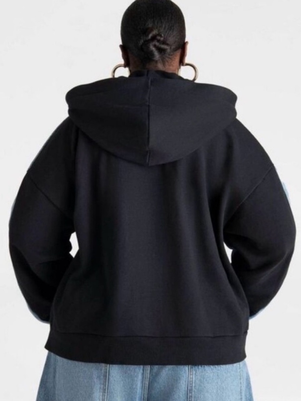 Women's Light Blue Denim Jacket with Hood - Picture 3 of 6